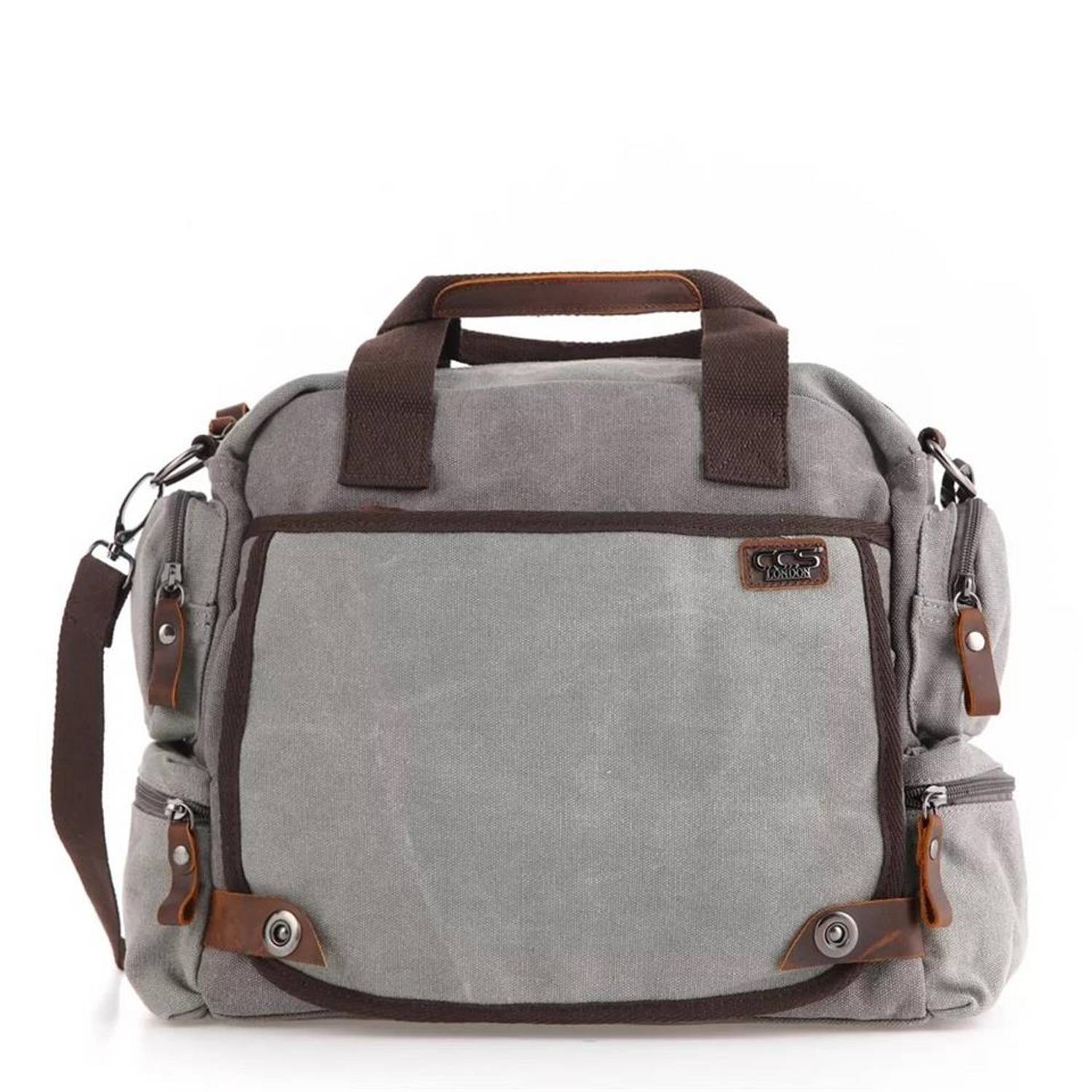 ÇÇS 31352 Canvas Shoulder Strap Briefcase Gray