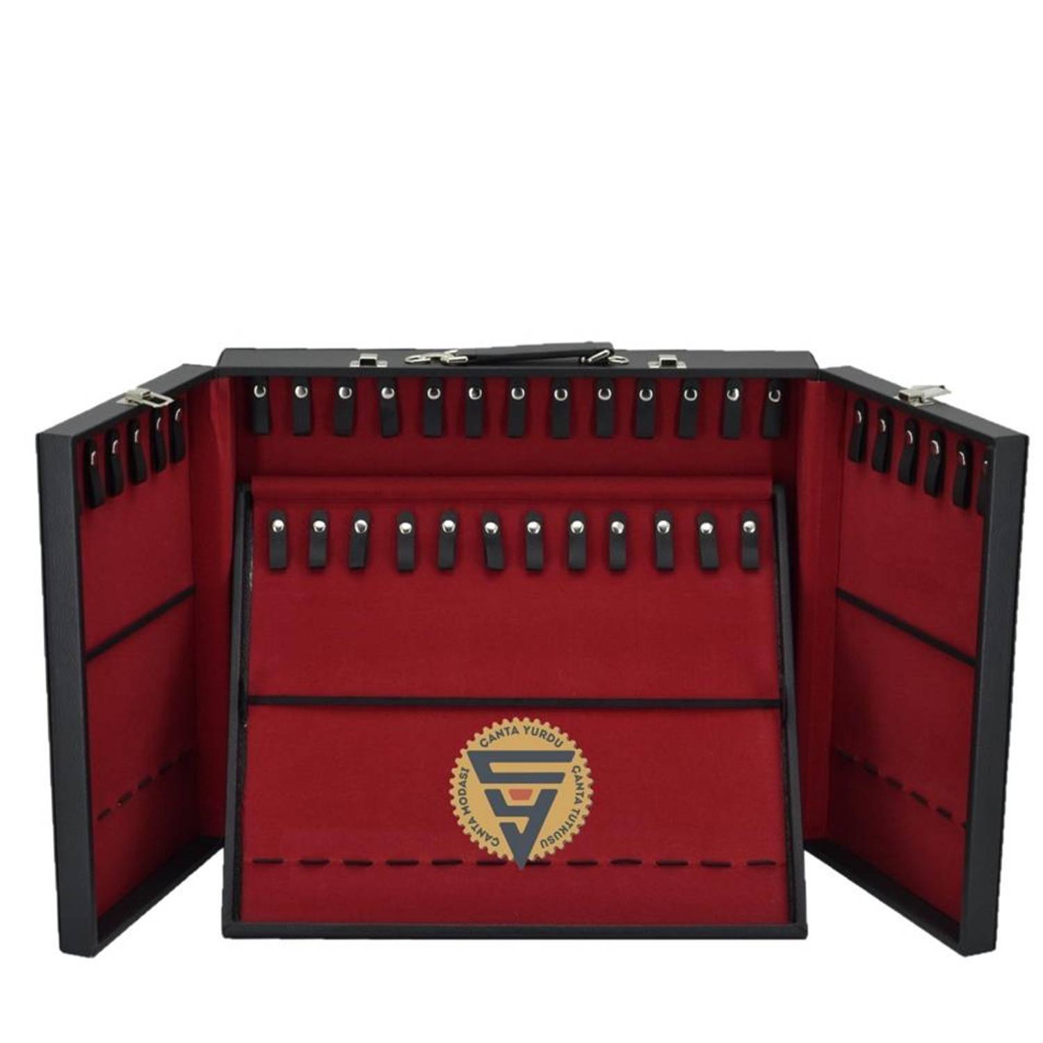 Чорна сумка для зберігання та транспортування до 37 прикрас і тіспігів, виготовлена з якісної штучної шкіри та м'якої тканини