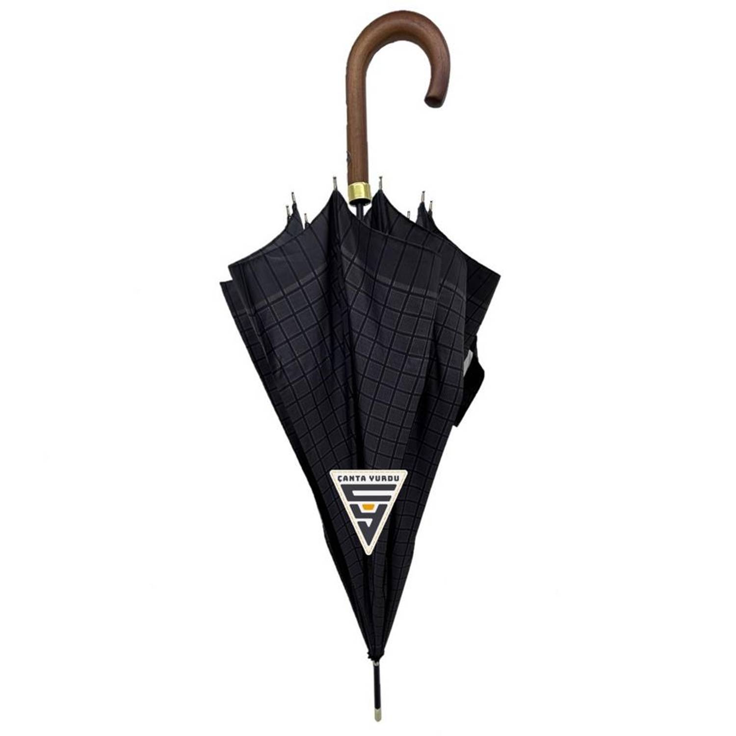 April A-213G 10 Telli G3 Baston Sap Şemsiye Kareli Siyah