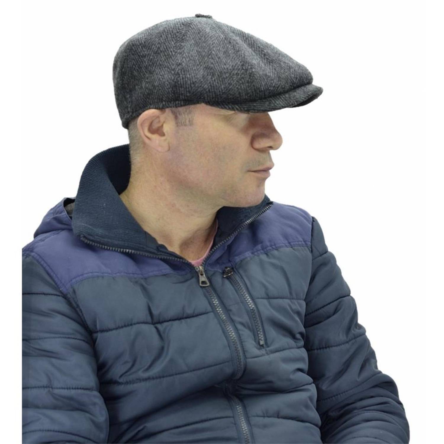 Шапка Peaky Blinders английской модели из шерсти, темно-серая, качественная кожа и мех, универсальный размер