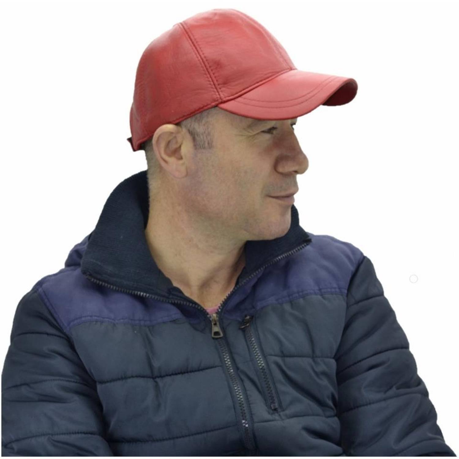 Adjustable Leather Hat Red