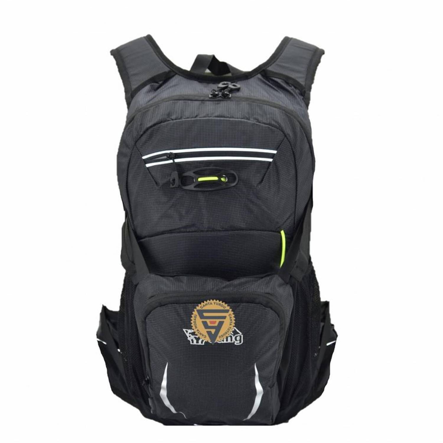 Черный рюкзак Young 40198 с карманами для ноутбука и воды, удобными ремнями и дышащей спинкой, идеален для путешествий на велосипеде и самокате