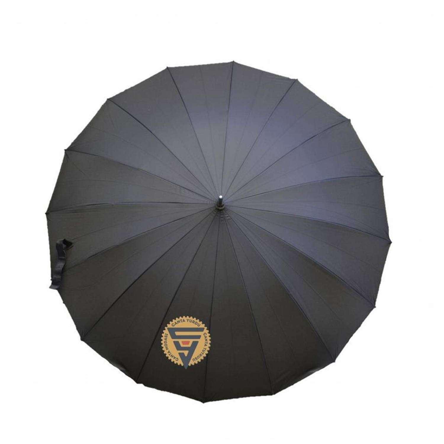 Marlux 16 Wire Walking Stick Wooden Handle Valet Umbrella Black