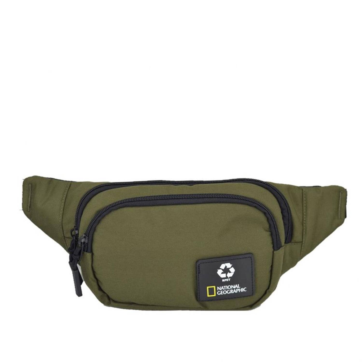 Сумка на пояс National Geographic Ocean, зеленая, из переработанных материалов, с двумя отделениями, защитой RFID, регулируемым ремнем 171 см