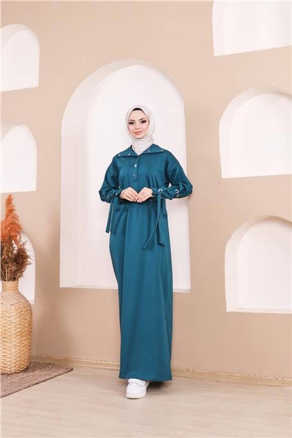 Длинное платье с поясом и пуговицами Belden, цвет нефритовый, размеры 38-46, бренд Bwest