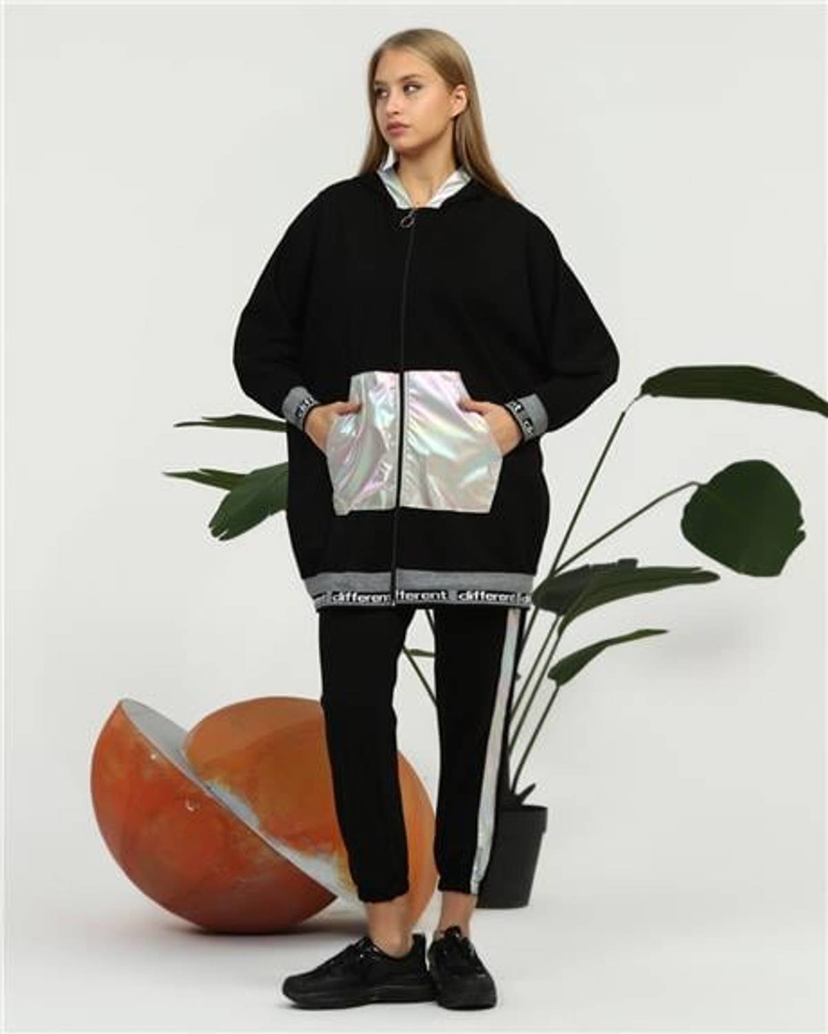 Nursima Triko Detaylı Fermuarlı Spor İkili Takım - 70078.015 - Lacivert