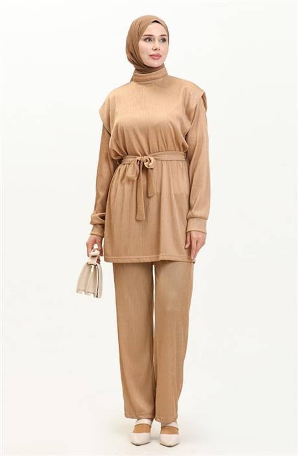 Robby Broş Detaylı Kuşaklı İkili Takım - 71116.026 - Bej