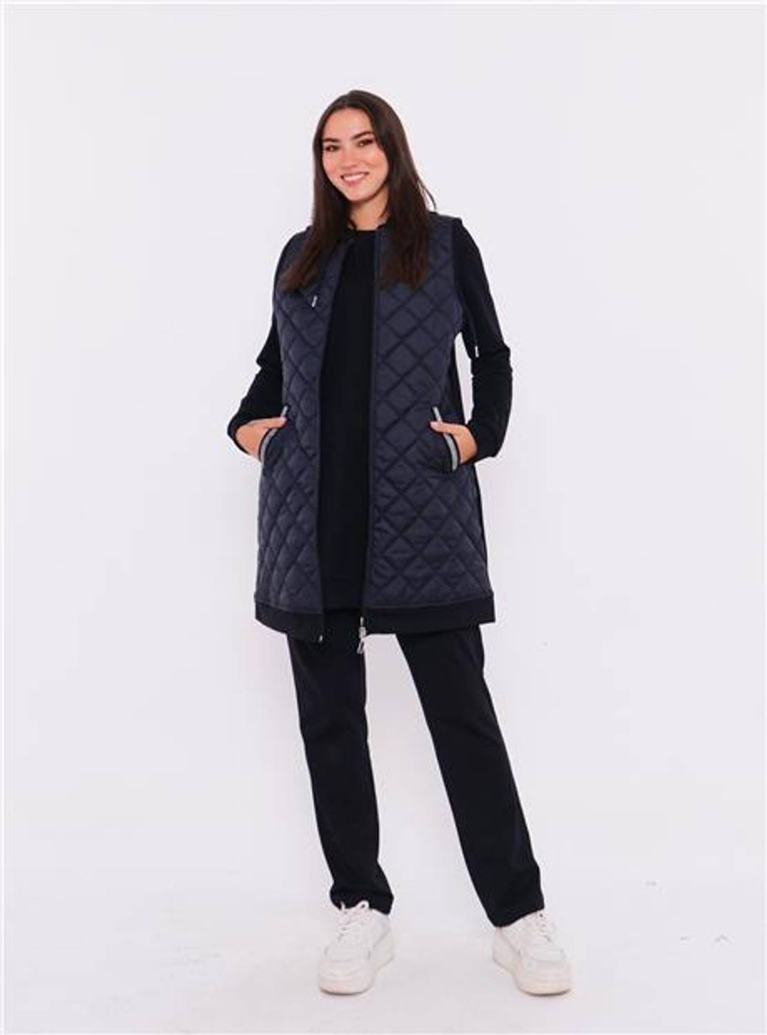 Минимальный спортивный тройной комплект с капитоном, тёмно-синий, размеры 38-46