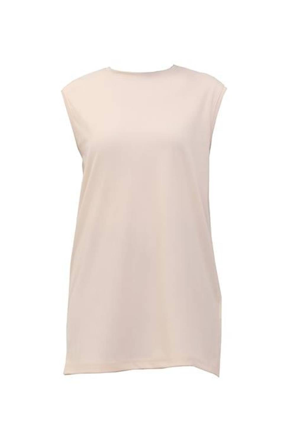 Sude Bisiklet Yaka Kolsuz Sade Basic Bluz - 06038.023 - Krem