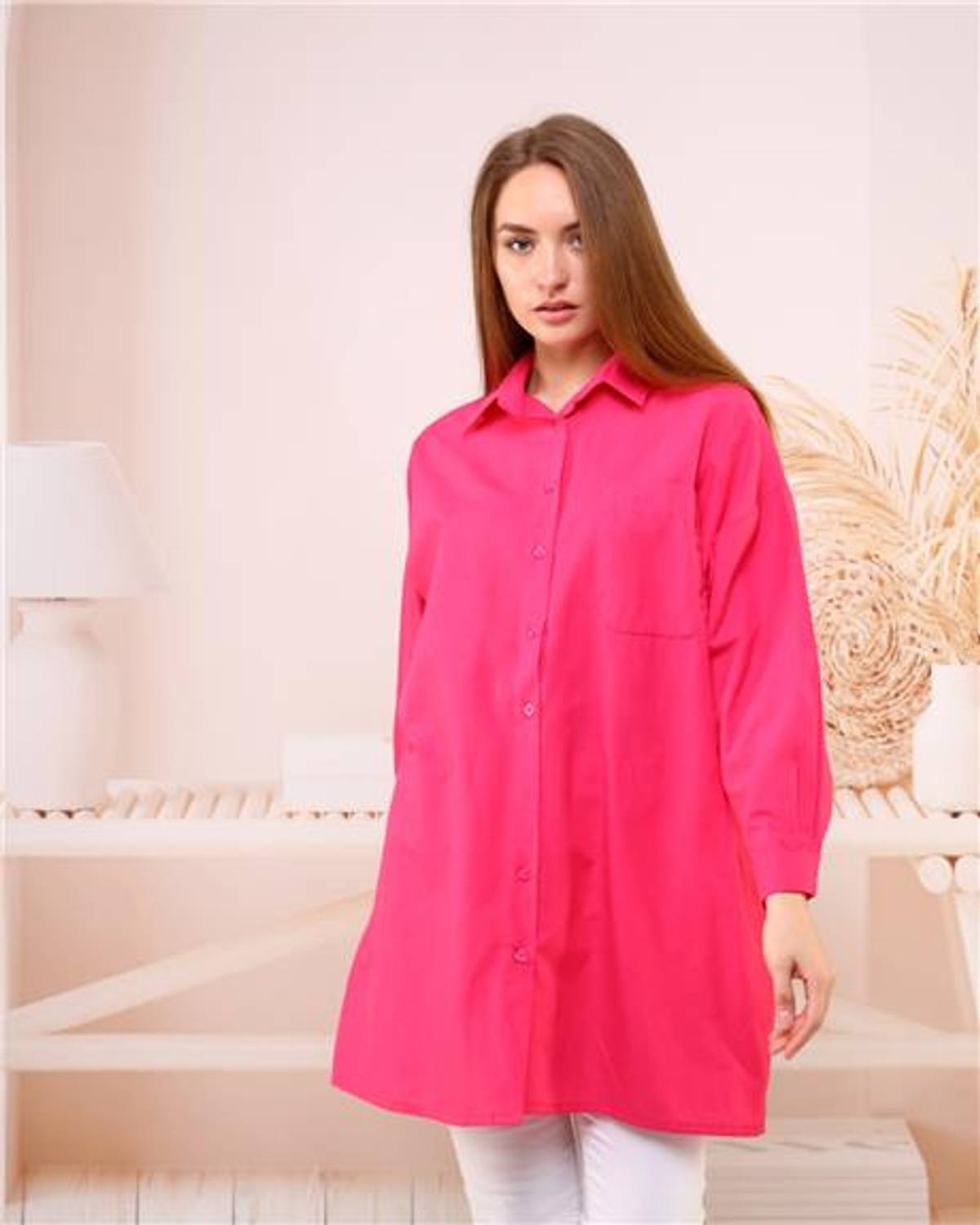 Sade Basic Ovesize Gömlek - 70001.025 - Fuşya