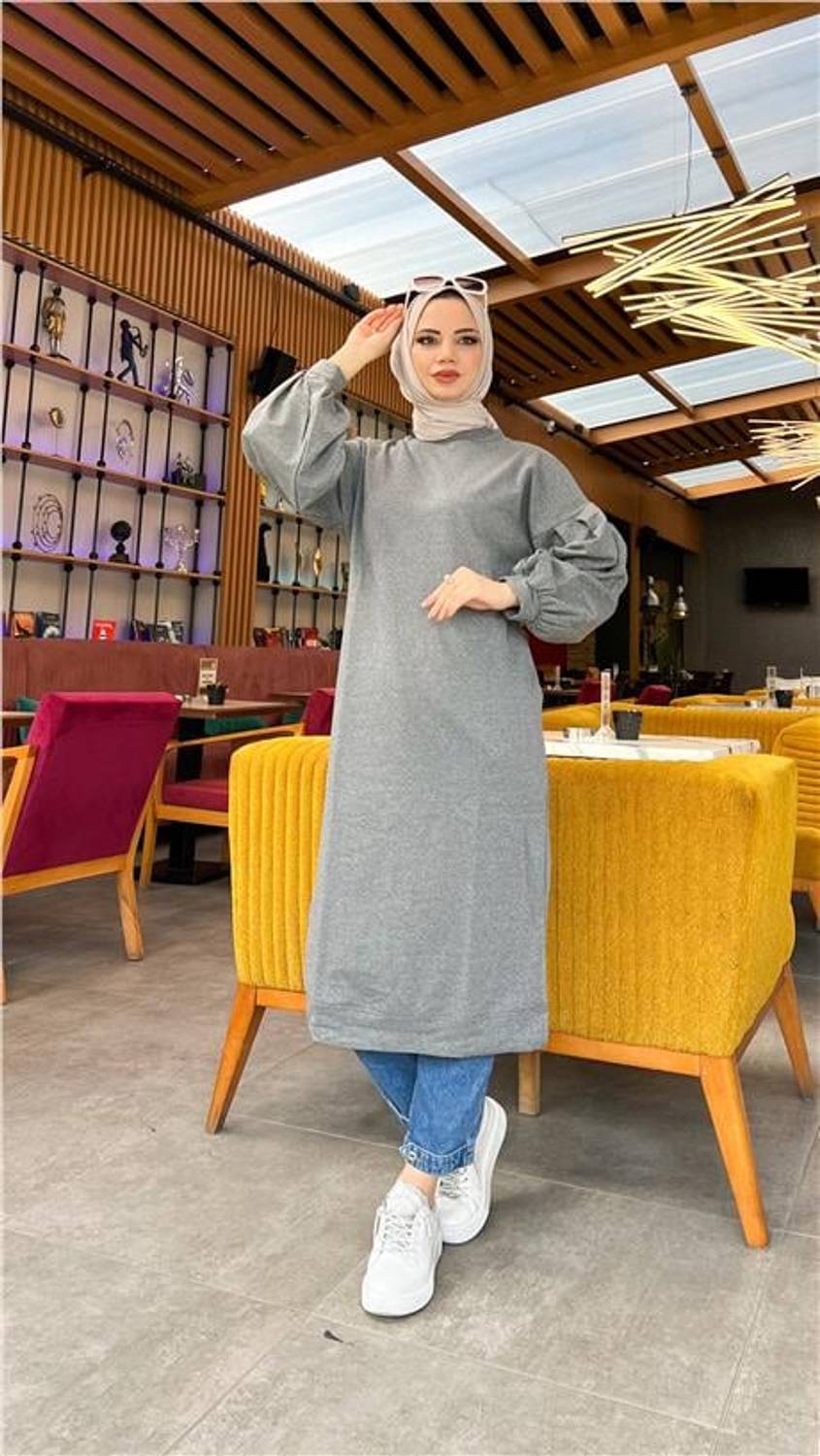 Hira Balon Kol Midi Boy Sade Basic Sweatshirt - 03031.017 - Antrasit