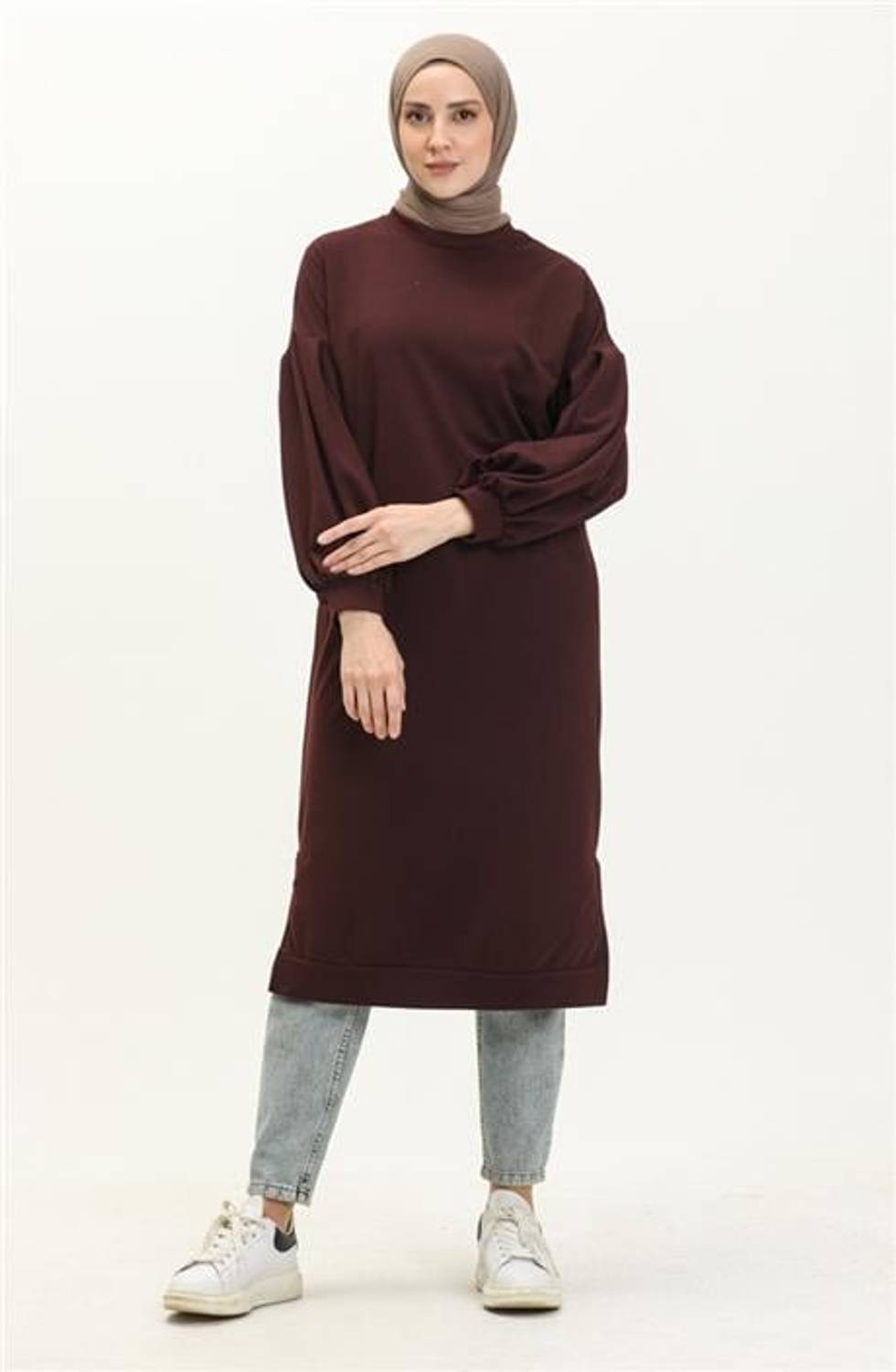 Світшот Hira Balon Колір: Мürdüm, Розміри: 38-46, Стиль: Основний, Довжина: Міді