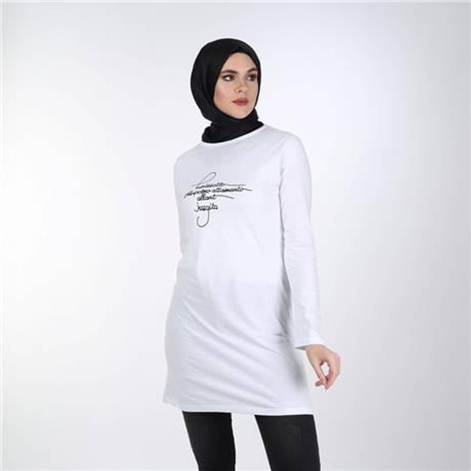 Baskılı Tunik - 06008.002 - Beyaz