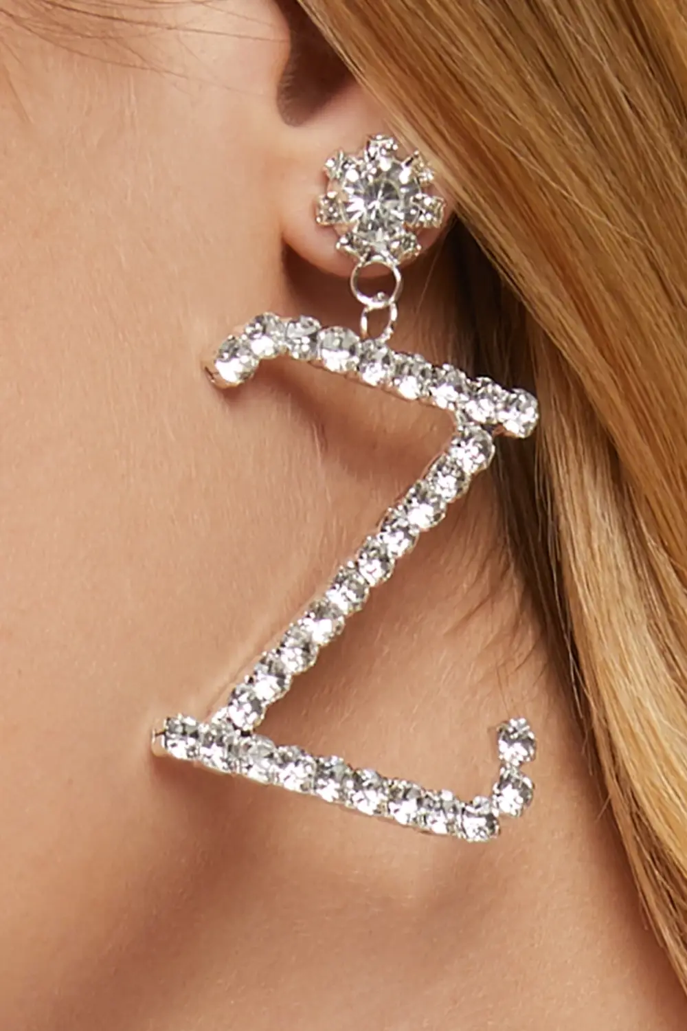 Women's Z Letter Zircon Stone Pendant Model Silver Diamond Evening Dress Wedding Party Promise Engagement Earrings