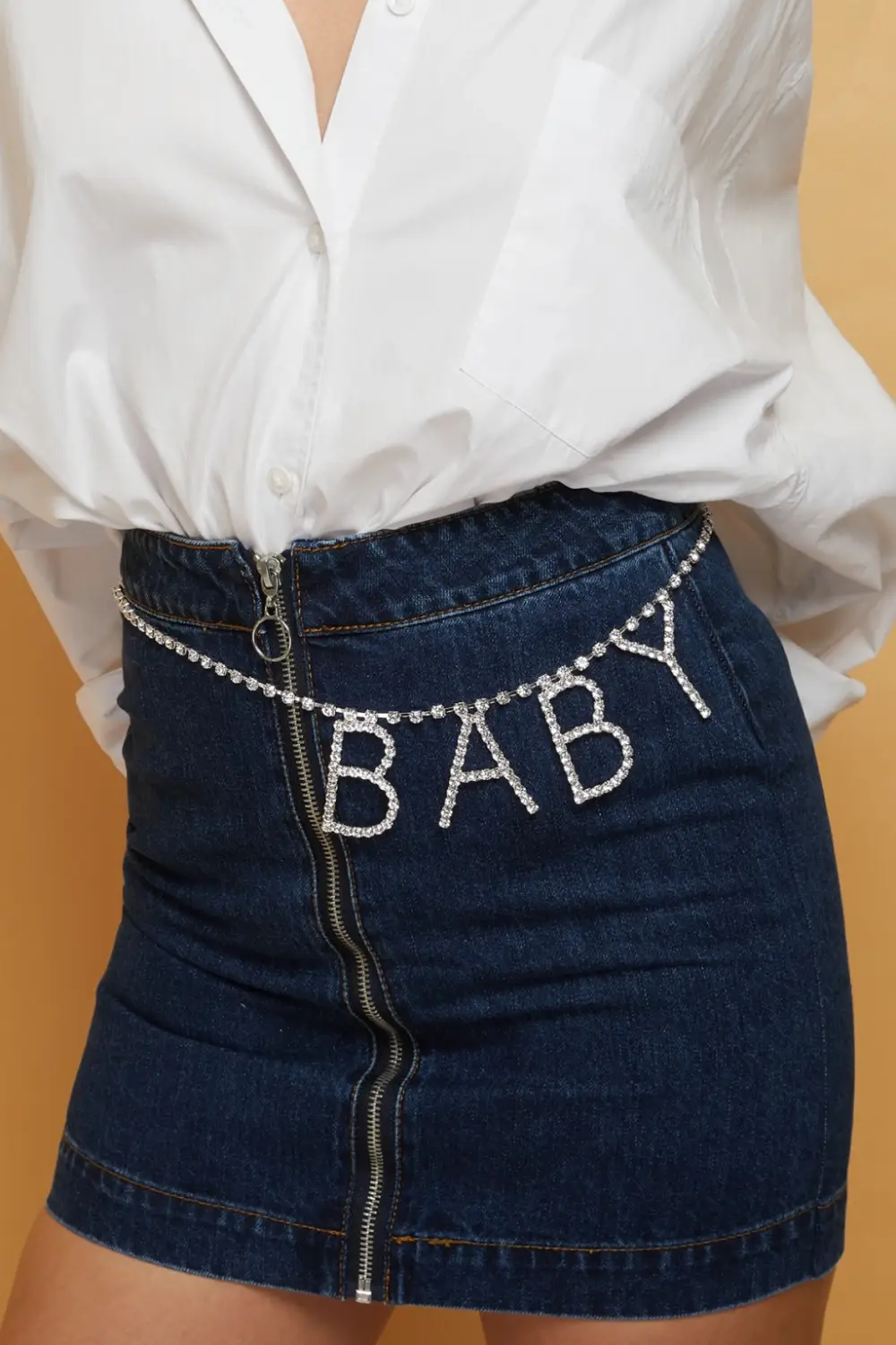 Kadın Baby Zincir Model Gümüş Kristal Zirkon Taşlı Abiye Elbise Pantolon Etek Düğün Parti Söz Kemeri