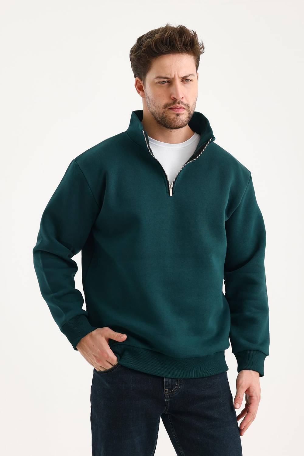 Світшот з напівзамком, високим коміром, м'яка тканина, сучасний дизайн, комфорт у всі сезони, ідеальний для спорту та повсякденного використання