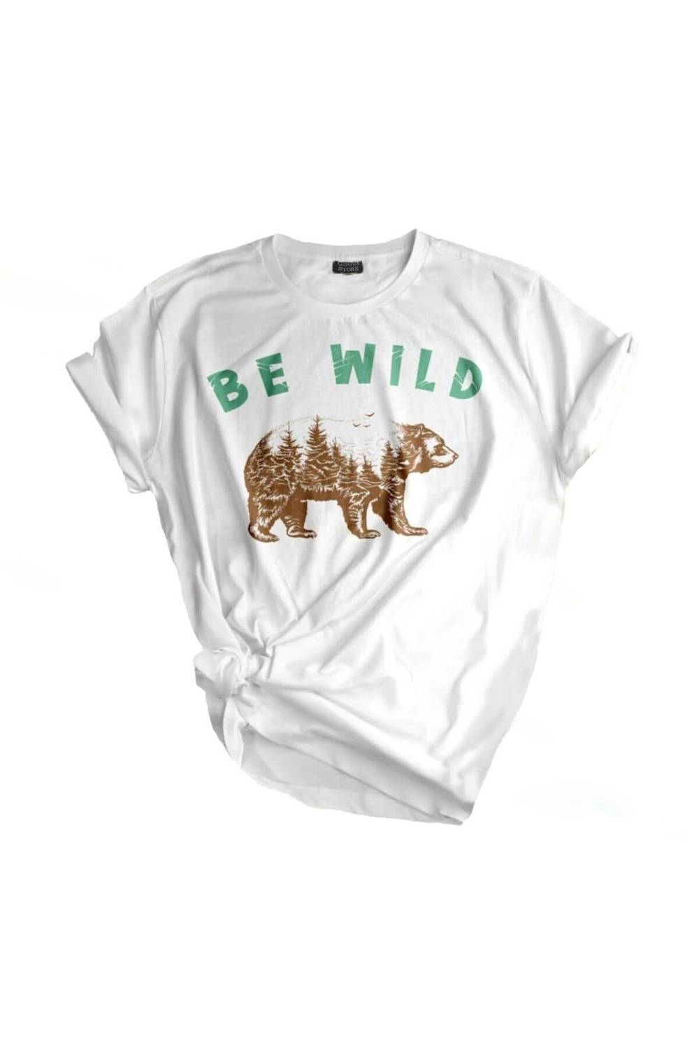 Unisex Printed Outdoor T-Shirt in Be Wild Bear, Available in Sizes M, L, XL, 2XL