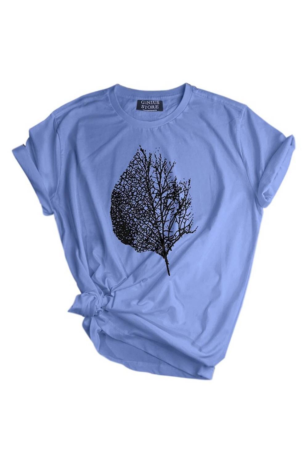 Unisex Printed Outdoor T-Shirt in Turquoise Dry Leaf, Available in Sizes M, L, XL, 2XL