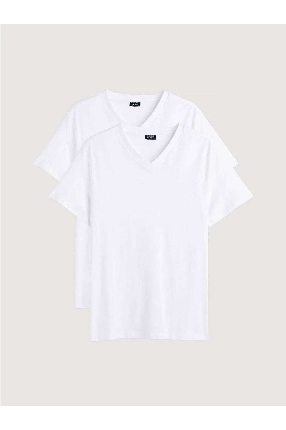 Men's White Standard Fit Crew Neck T-Shirt Pack of 2 - 100% Cotton, Short Sleeve, No Pocket