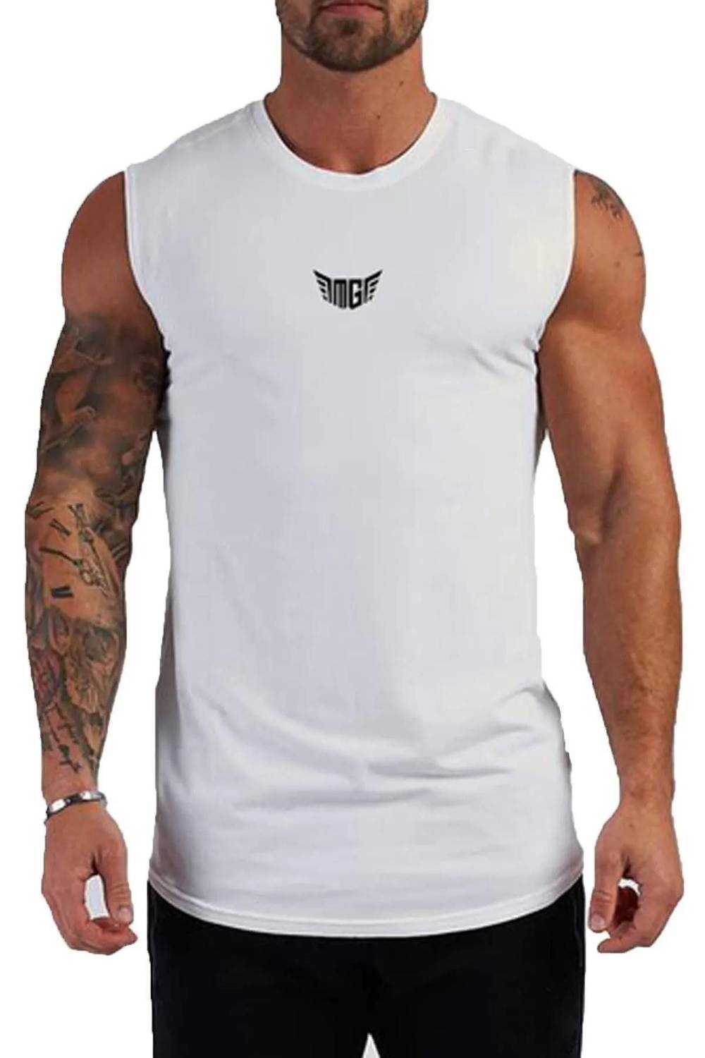 Men's Moisture-Wicking Quick-Dry Athletic Tank Top - Performance Sleeveless T-Shirt in White