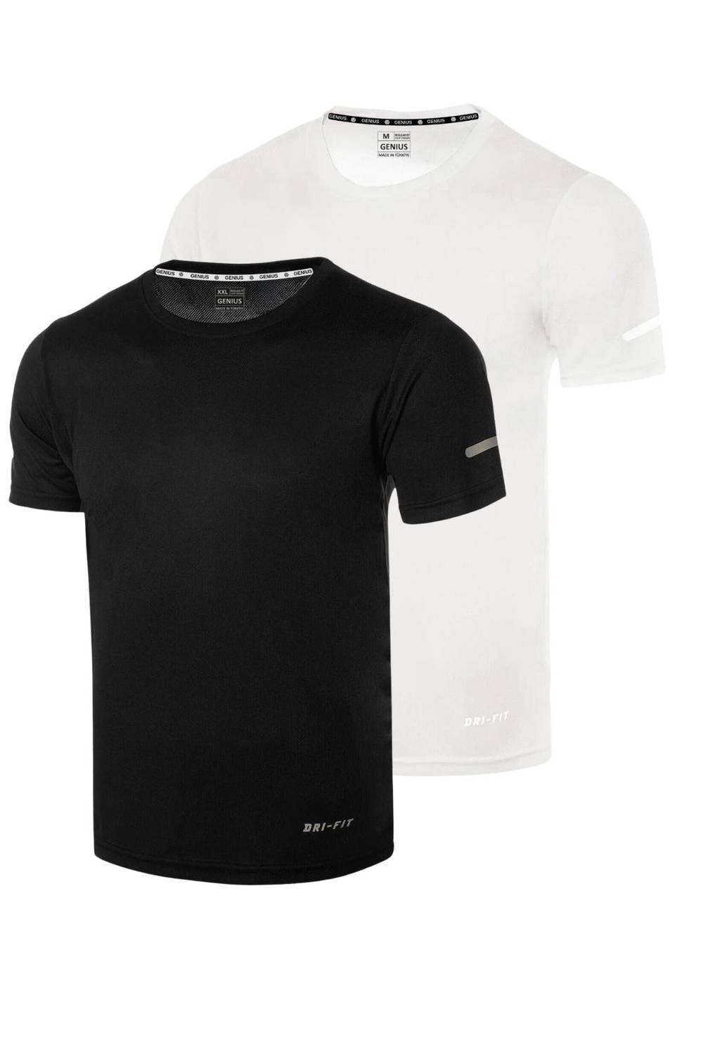 Men's Quick-Dry Moisture-Wicking Athletic Performance T-Shirt in Black-White, 100% Polyester, Breathable, Ideal for Gym and Outdoor Activities