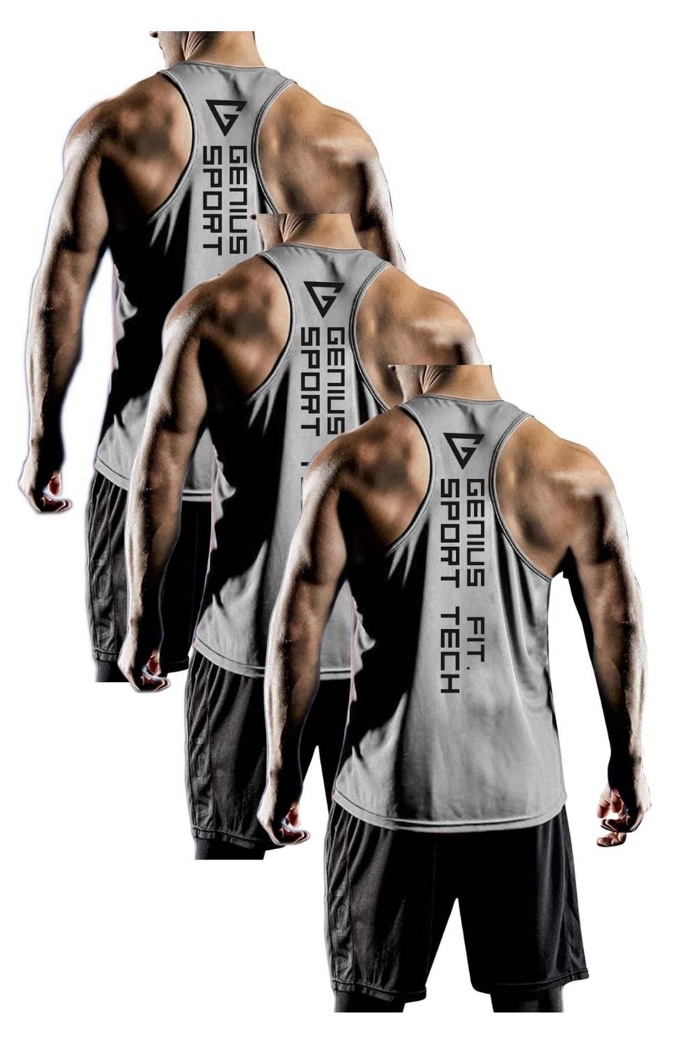 3-Pack Men's Dry Fit Y-Back Gym Fitness Tank Tops - Soft, Breathable, Quick-Drying Fabric for Ultimate Comfort and Performance