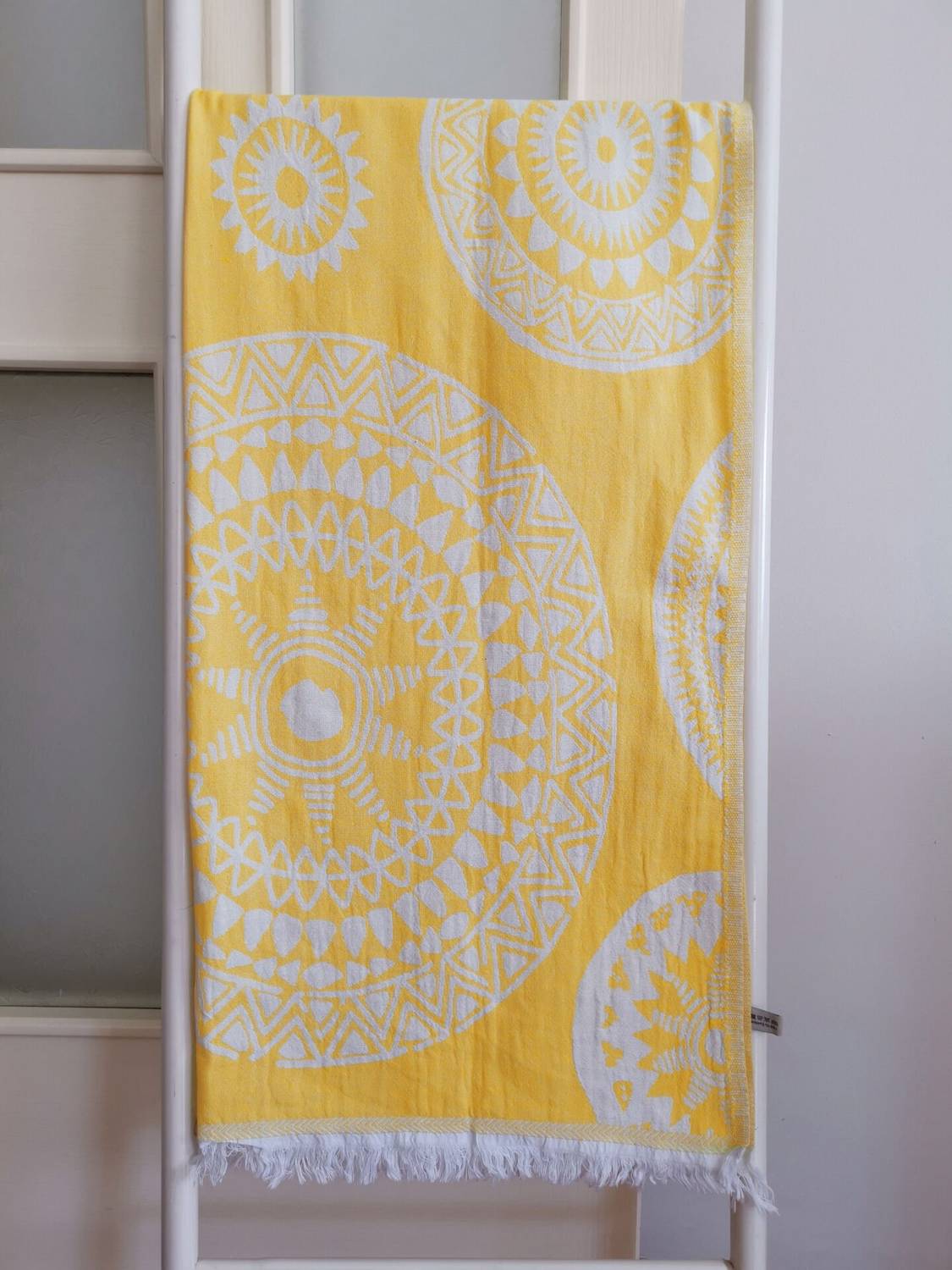 Двошарове галактичне жовте баннецтво, 95x185 см, 100% натуральна бавовна, швидко сушиться, легке та стильне для дому та пляжу