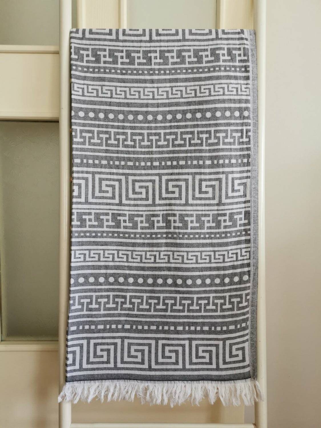 Peshtemal, Bath Towel, Beach Towel, Double Layer Greek Gray