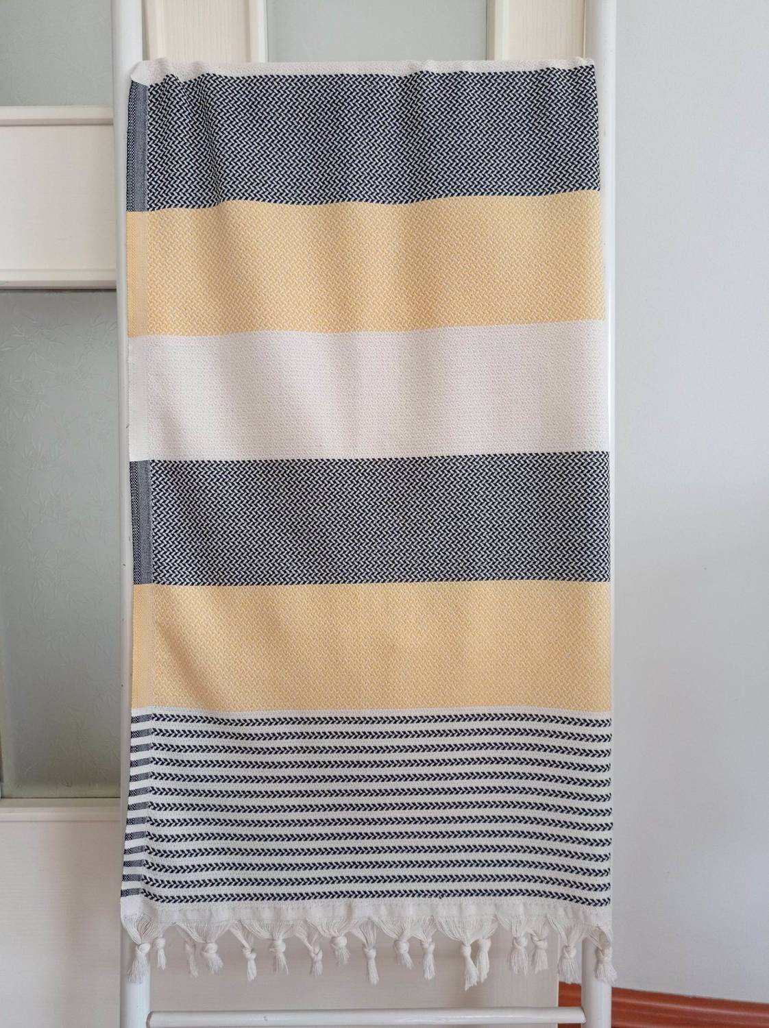 Пештемал, ванна рушник, плетений жовтий 100*180 см, з бавовни, швидко сохне, легкий, універсальний, стильний, для пляжу та декору