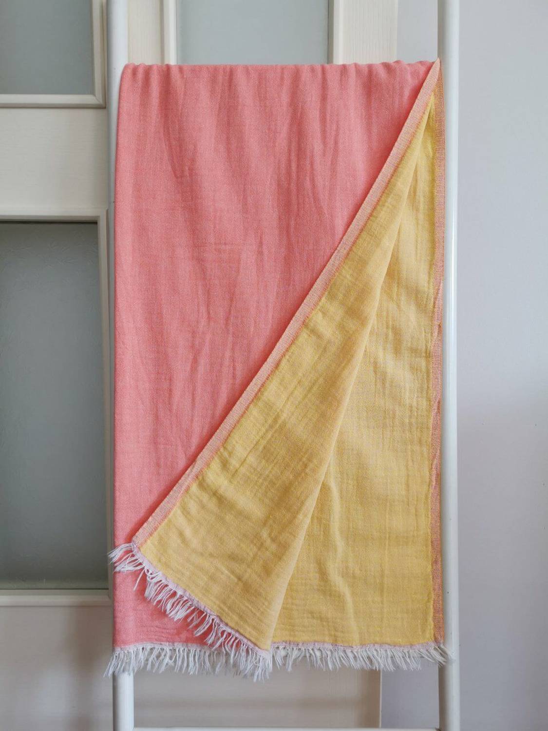 Peshtemal, Bath Towel, Beach Towel, Double Layer Plain Peach