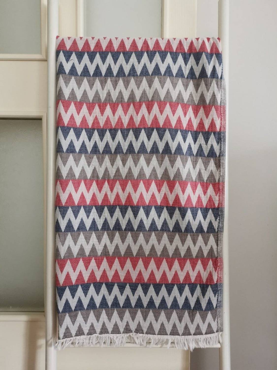 Peshtemal, Bath Towel, Beach Towel, Double Layer Wave Navy Blue