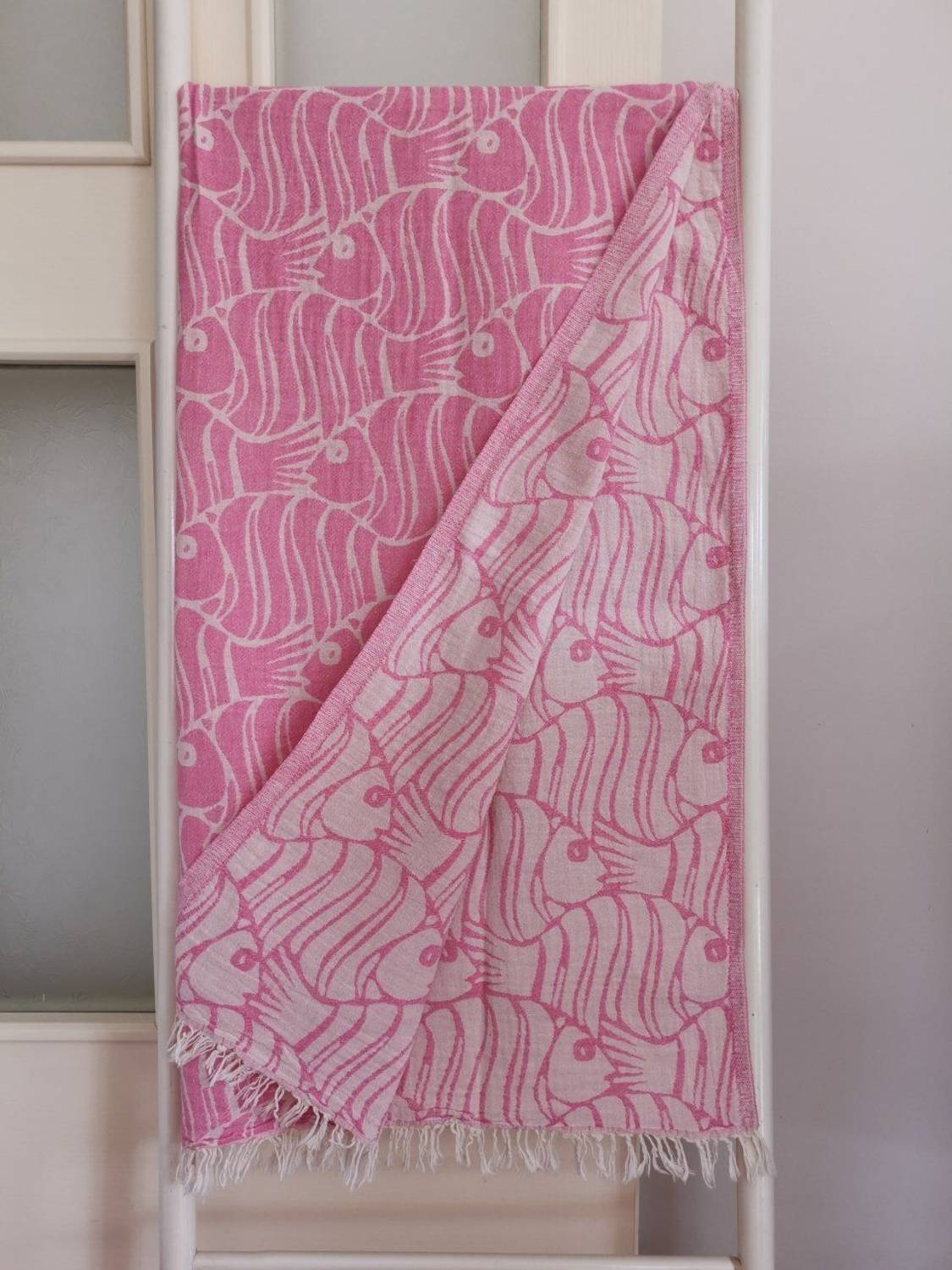 Peştemal, Banyo Havlusu, Plaj Havlusu, Çift Katlı Balık Pembe