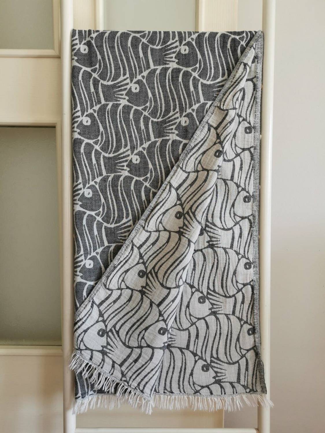 Peştemal, Banyo Havlusu, Plaj Havlusu, Çift Katlı Balık Siyah