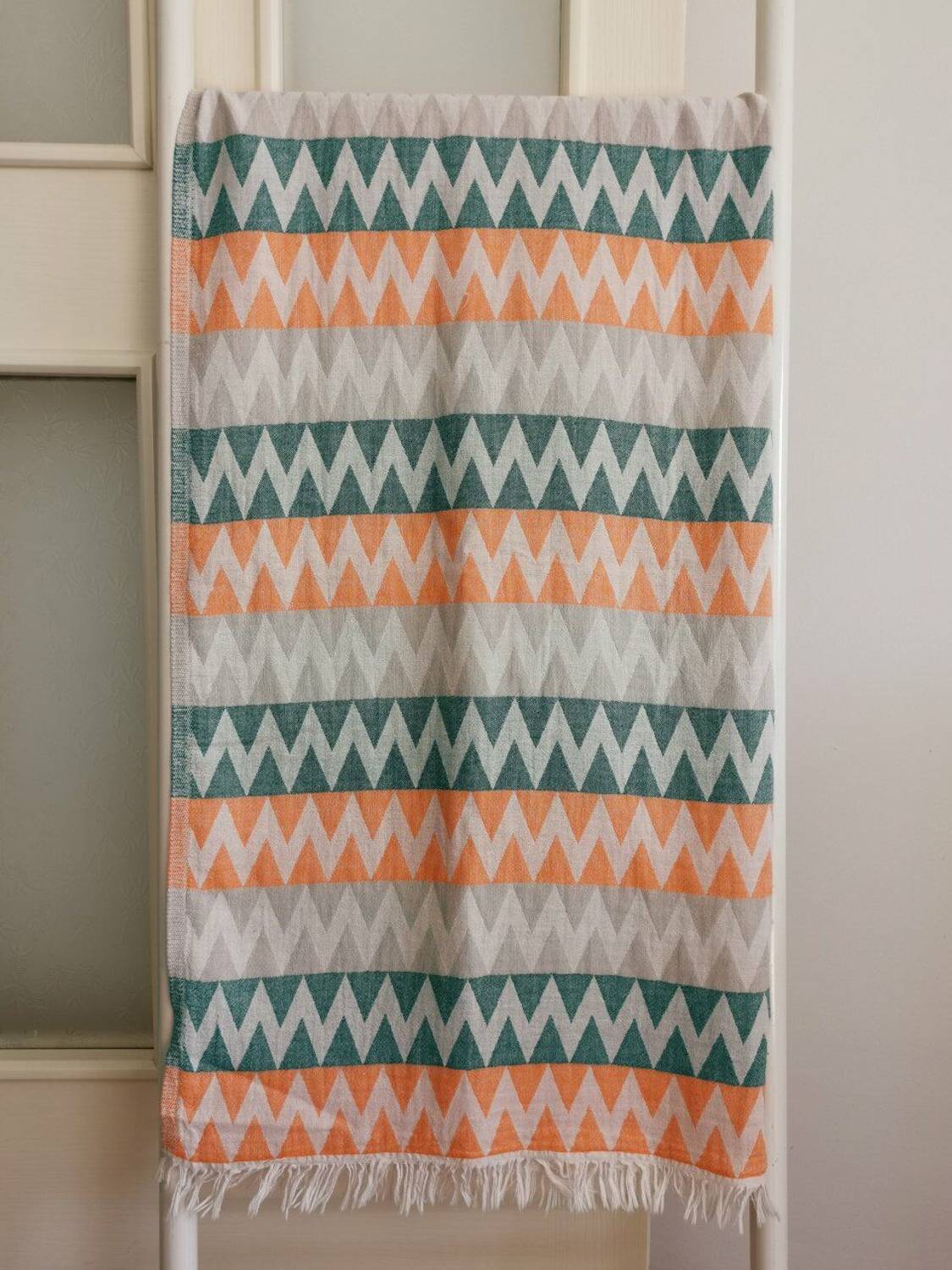 Peshtemal, Bath Towel, Beach Towel, Double Layer Wave Orange