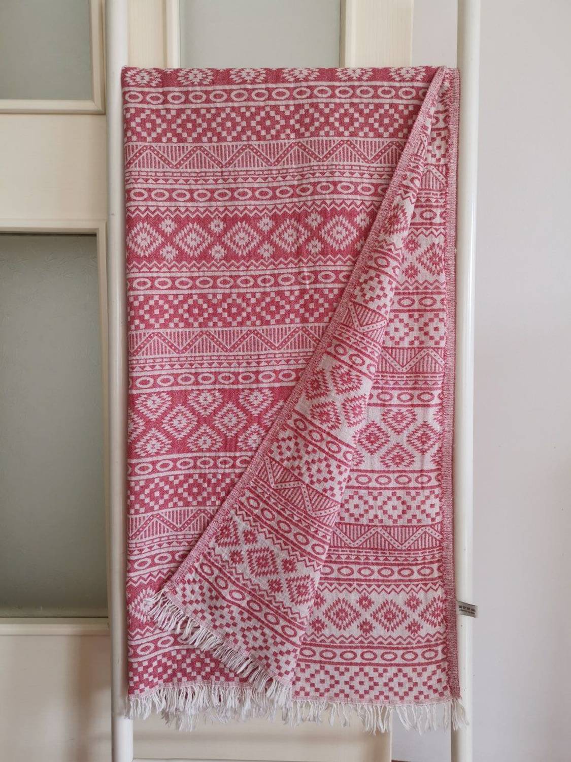 Peshtemal ، منشفة استحمام ، منشفة شاطئ ، طبقة مزدوجة من Nomad Red