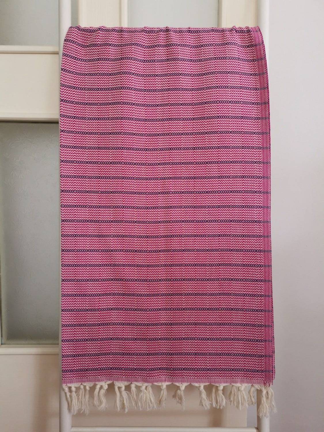 Peshtemal, Bath Towel, Beach Towel, Herringbone Pink - Purple