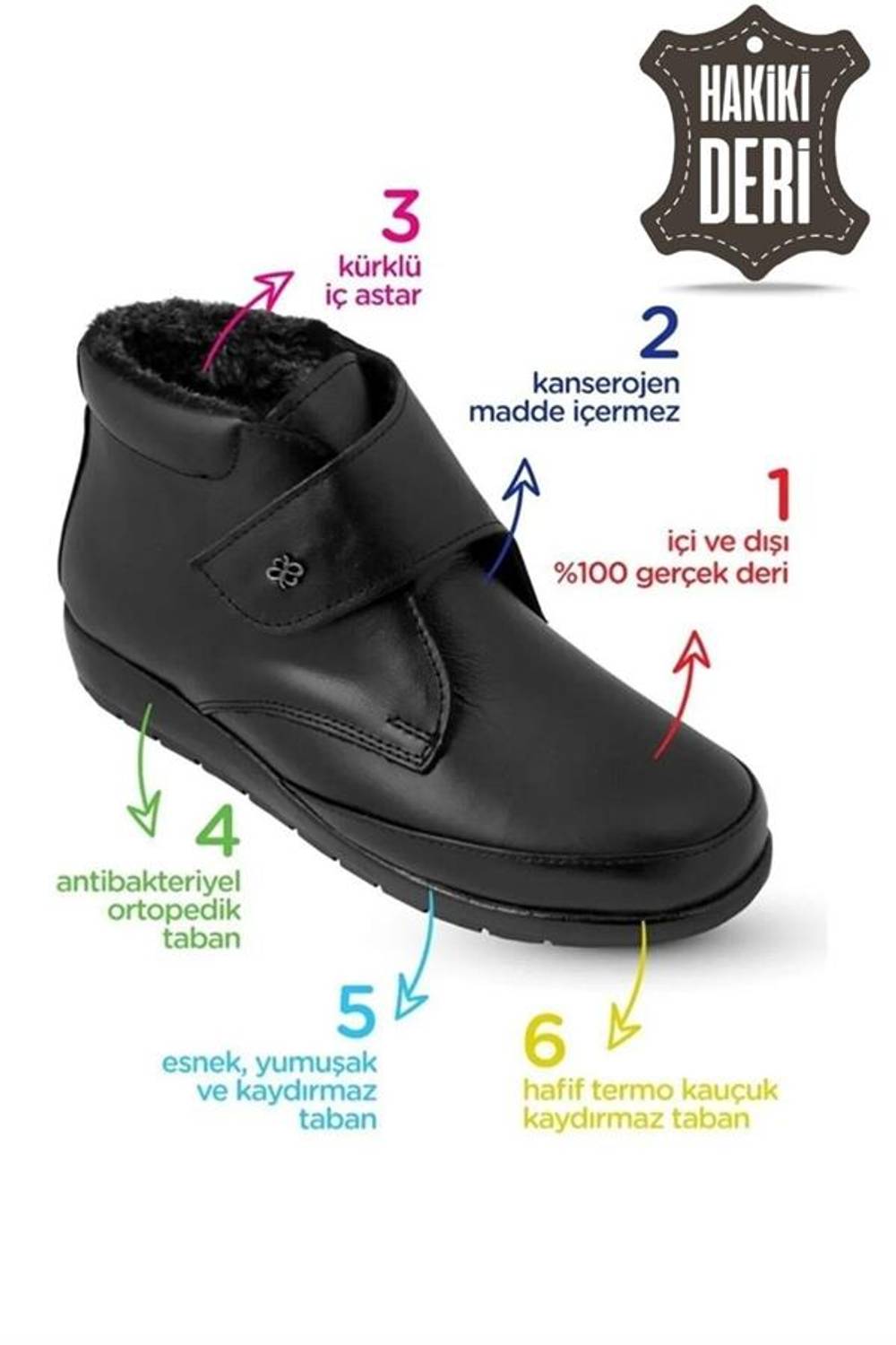 Жіночі черевики Aymood з хутром, шкіряні, з ортопедичною конструкцією, водостійкі, чорні, метою 3 см, для щоденного використання