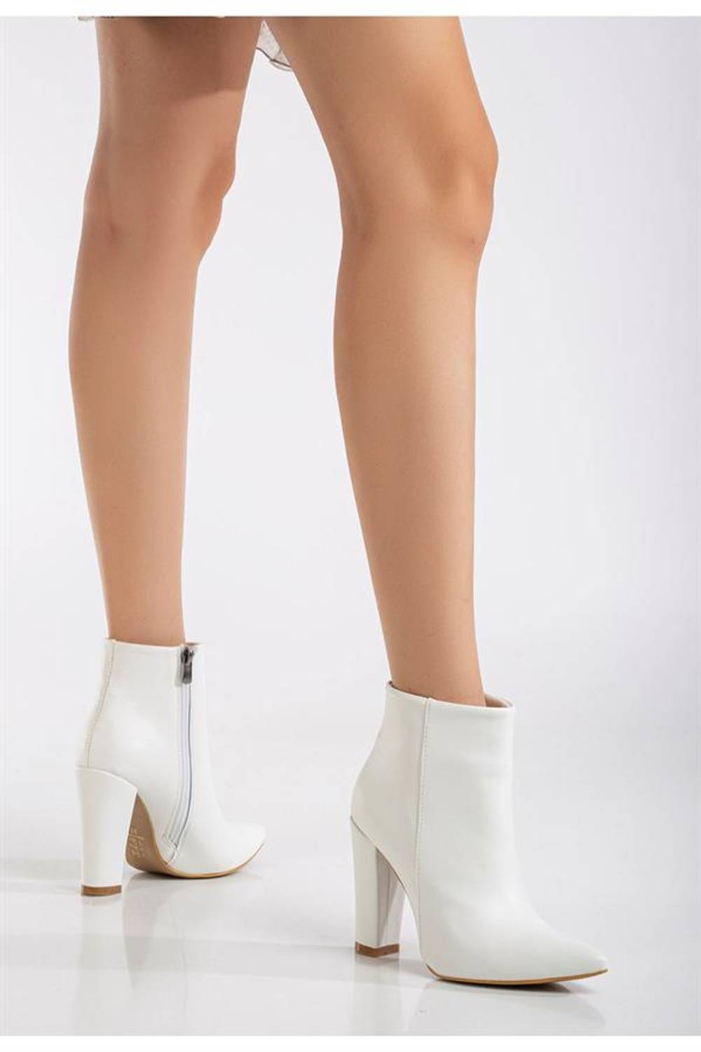 Білі високі ботфорти для жінок з товстим каблуком та блискавкою, висота каблука 11 см, повний розмір, місцеве виробництво, 100% ручна робота