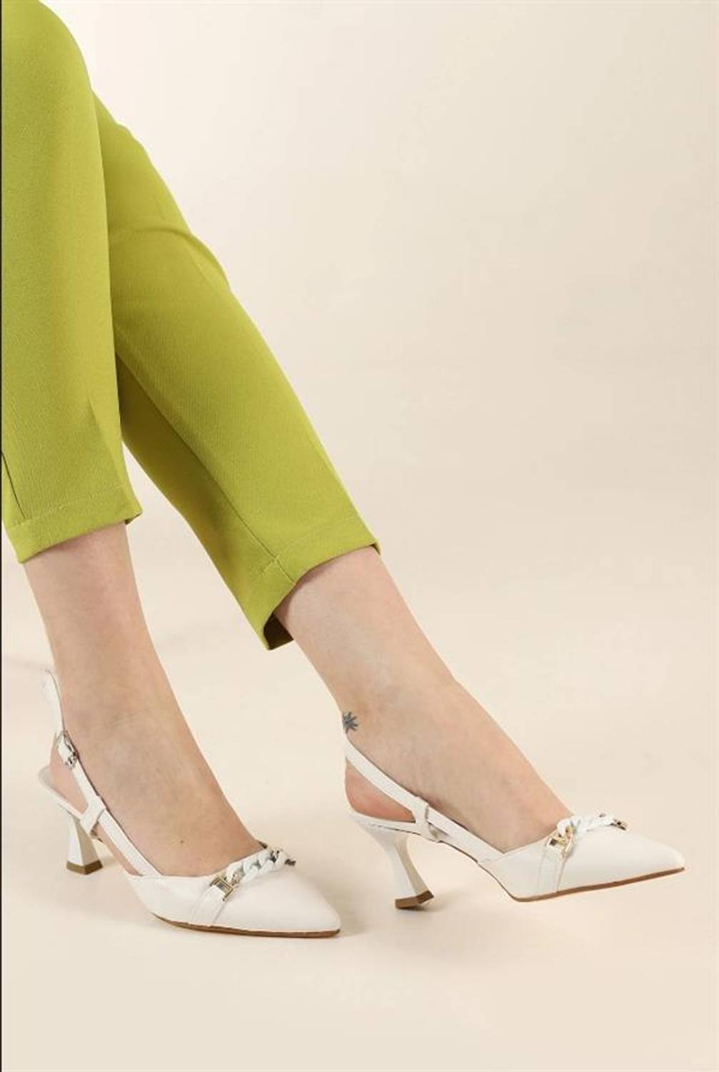 Aymood Zincirli Topuklu Kadın Ayakkabı Topuk Boyu7 Cm