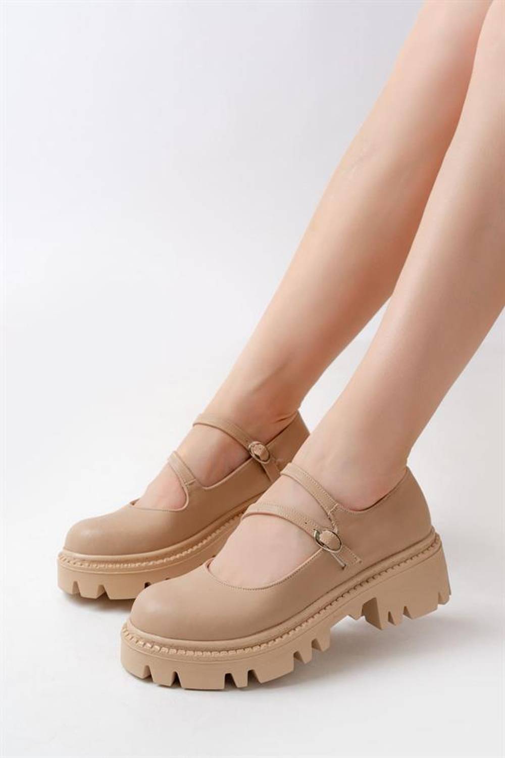 Лофери з високою підошвою 868-756, колір візон, 5 см підйом, повністю ручна робота, українське виробництво