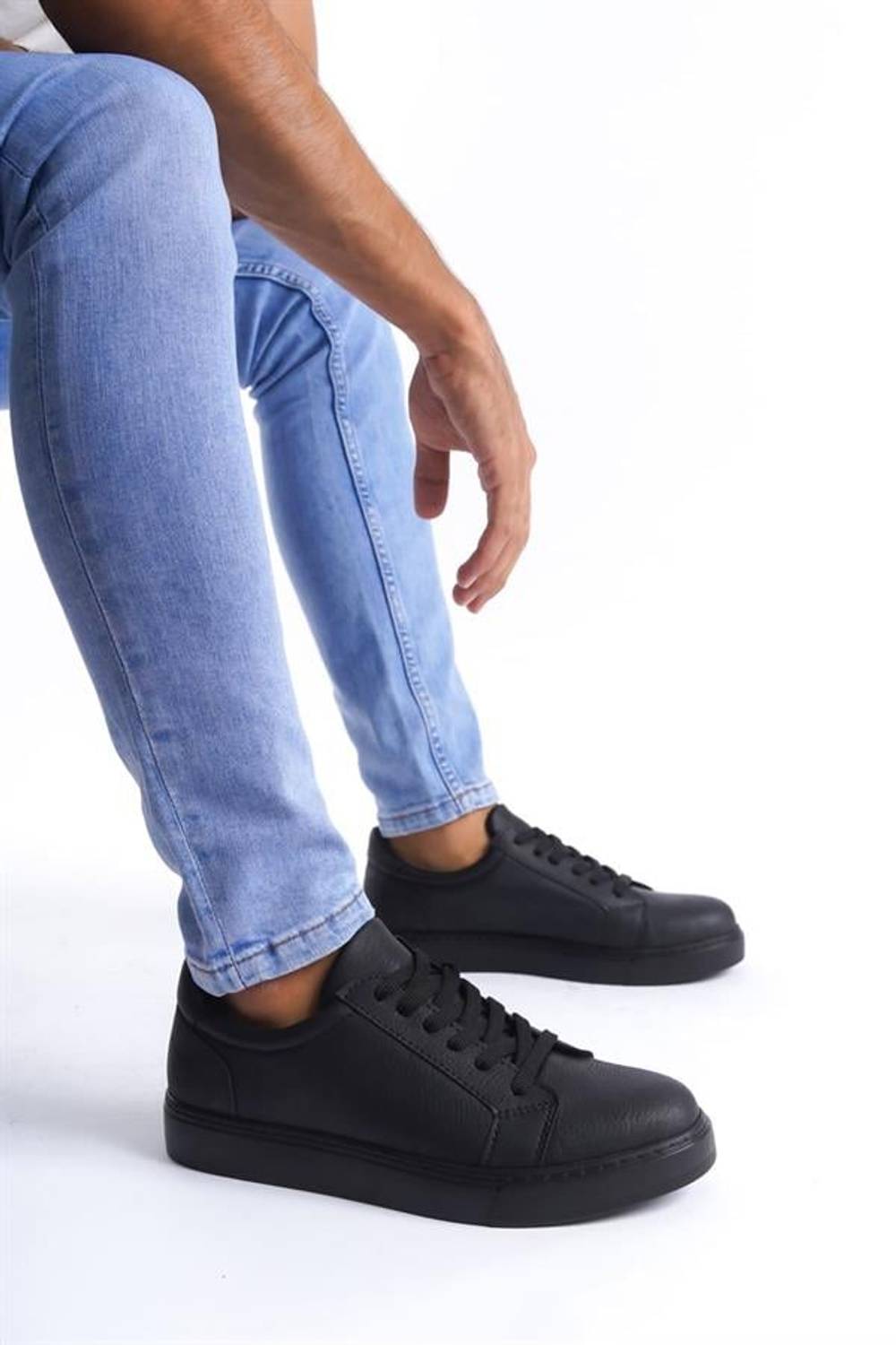 SLW165 Elite Cilt Erkek Günlük Sneaker Ayakkabı ST Siyah