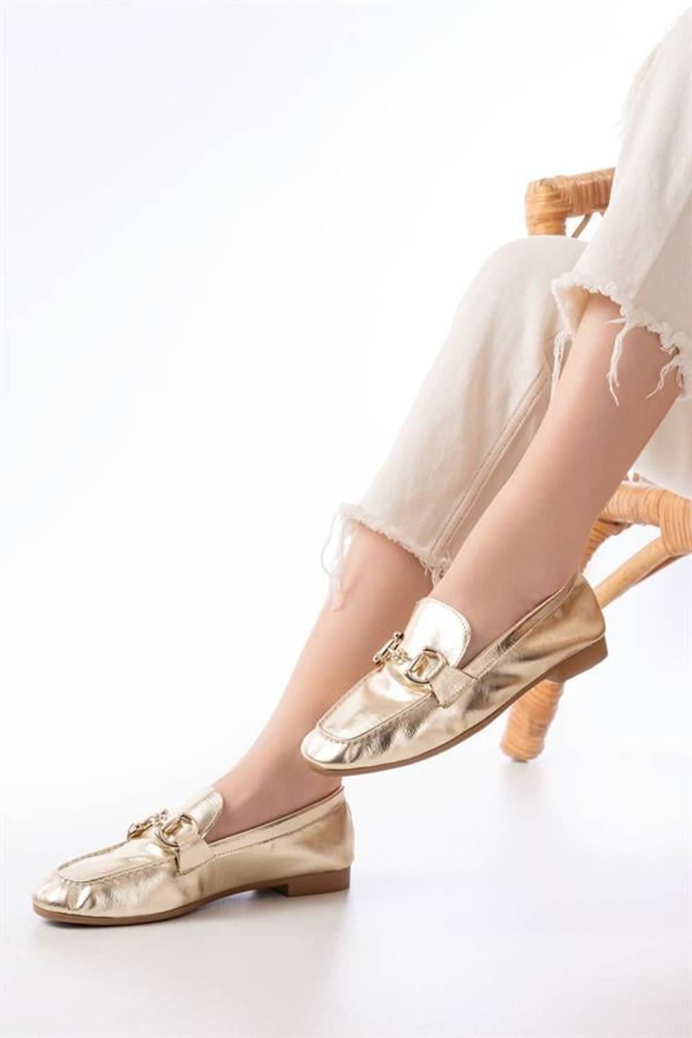 303 Gold Toka Aksesuarlı Günlük Kadın Babet 