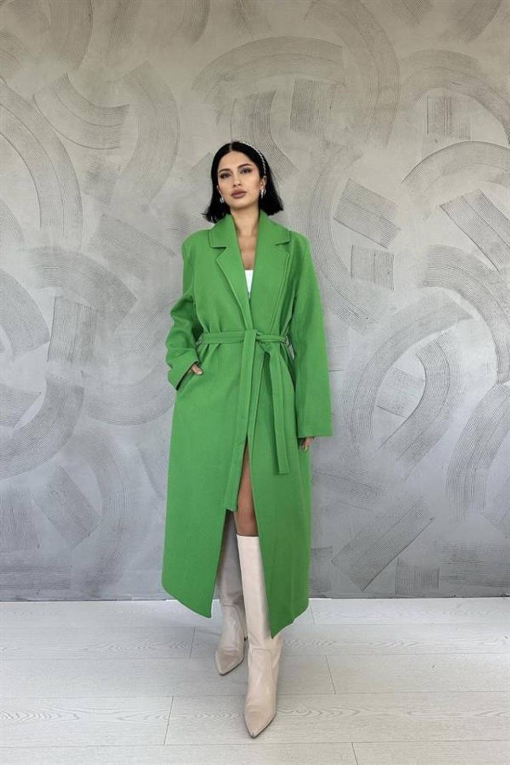 Yeşil Kuşaklı Midi Kaban