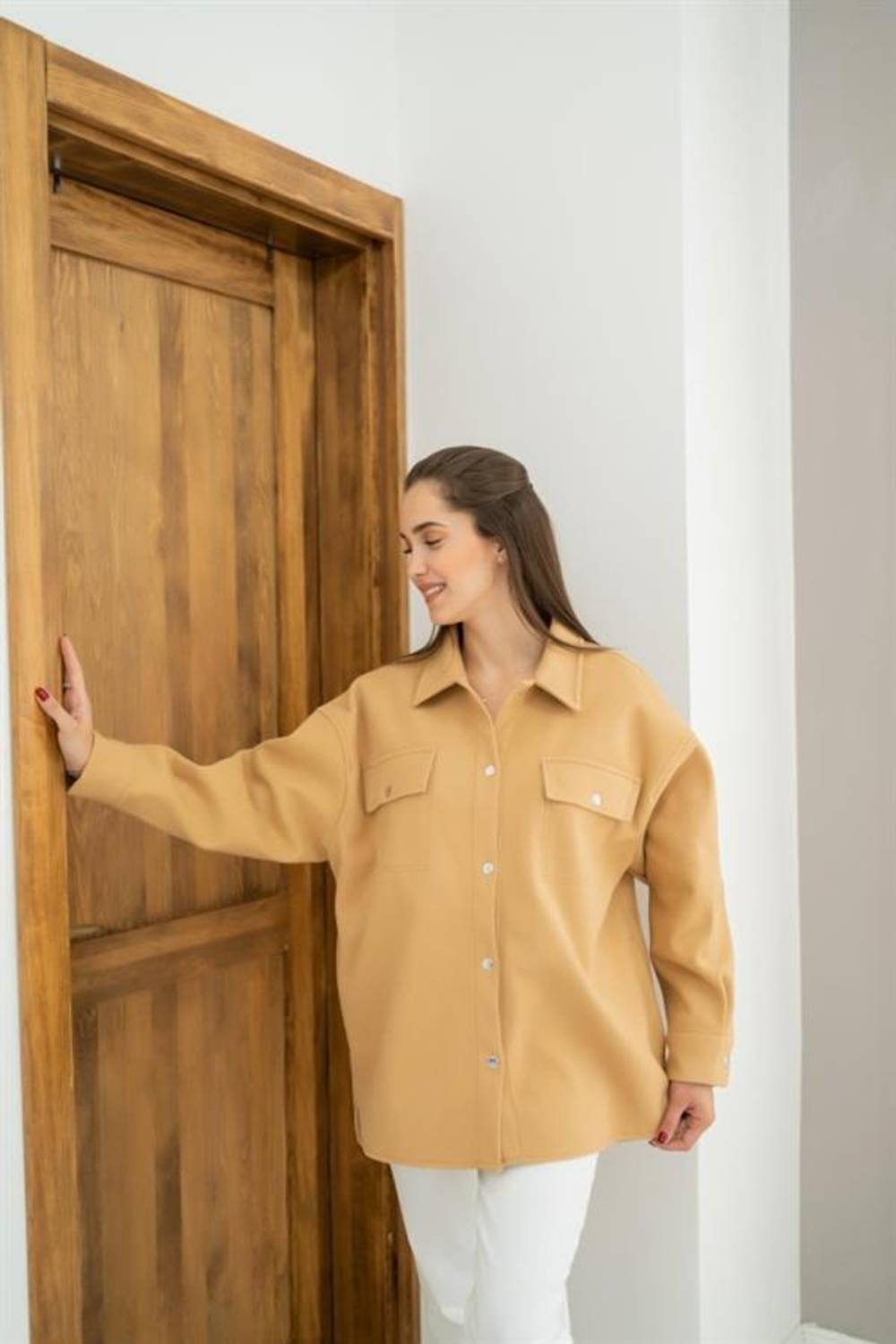 Camel Kaşe Çift Cepli Gömlek
