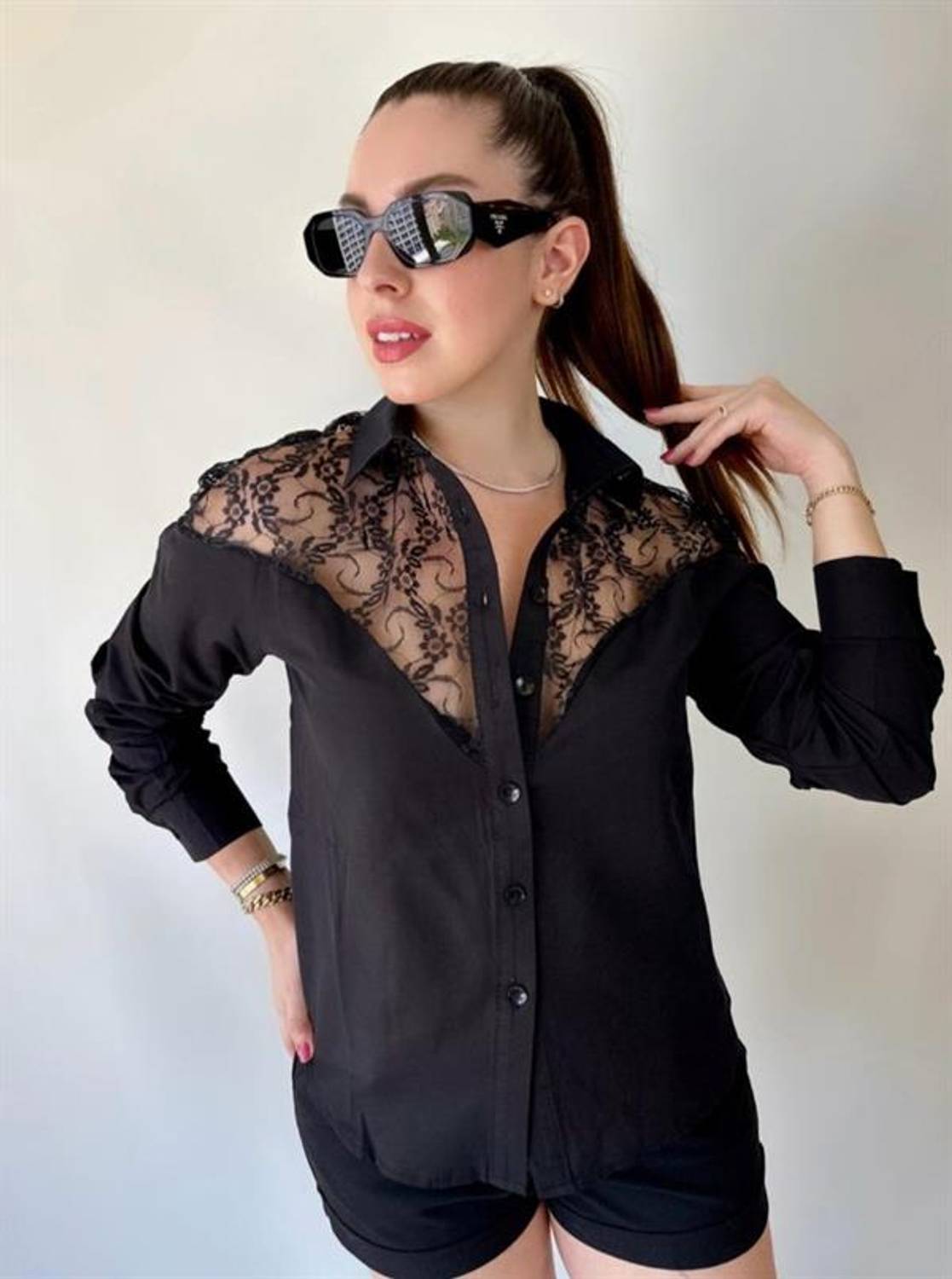 Kadın Püskül Detay Poplin Gömlek Bluz Fırsat Ürün