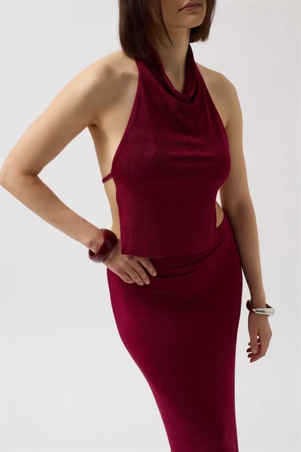 Yarım Balıkçı Sırt Dekolte Crop Bluz