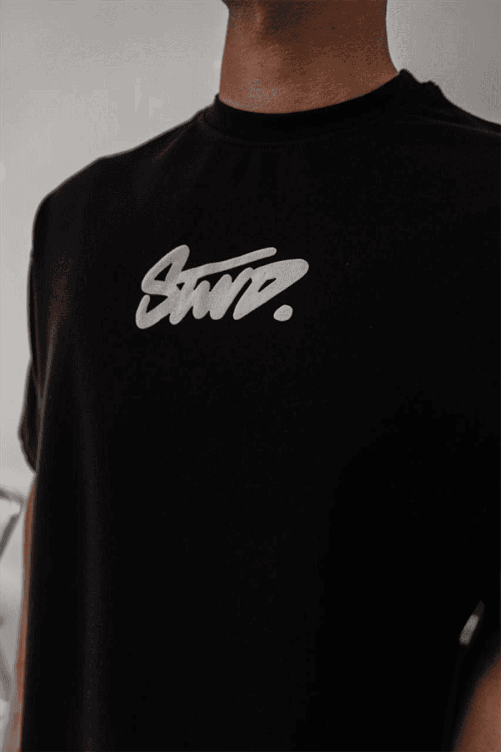 Erkek Baskılı Oversize T-Shirt - Siyah