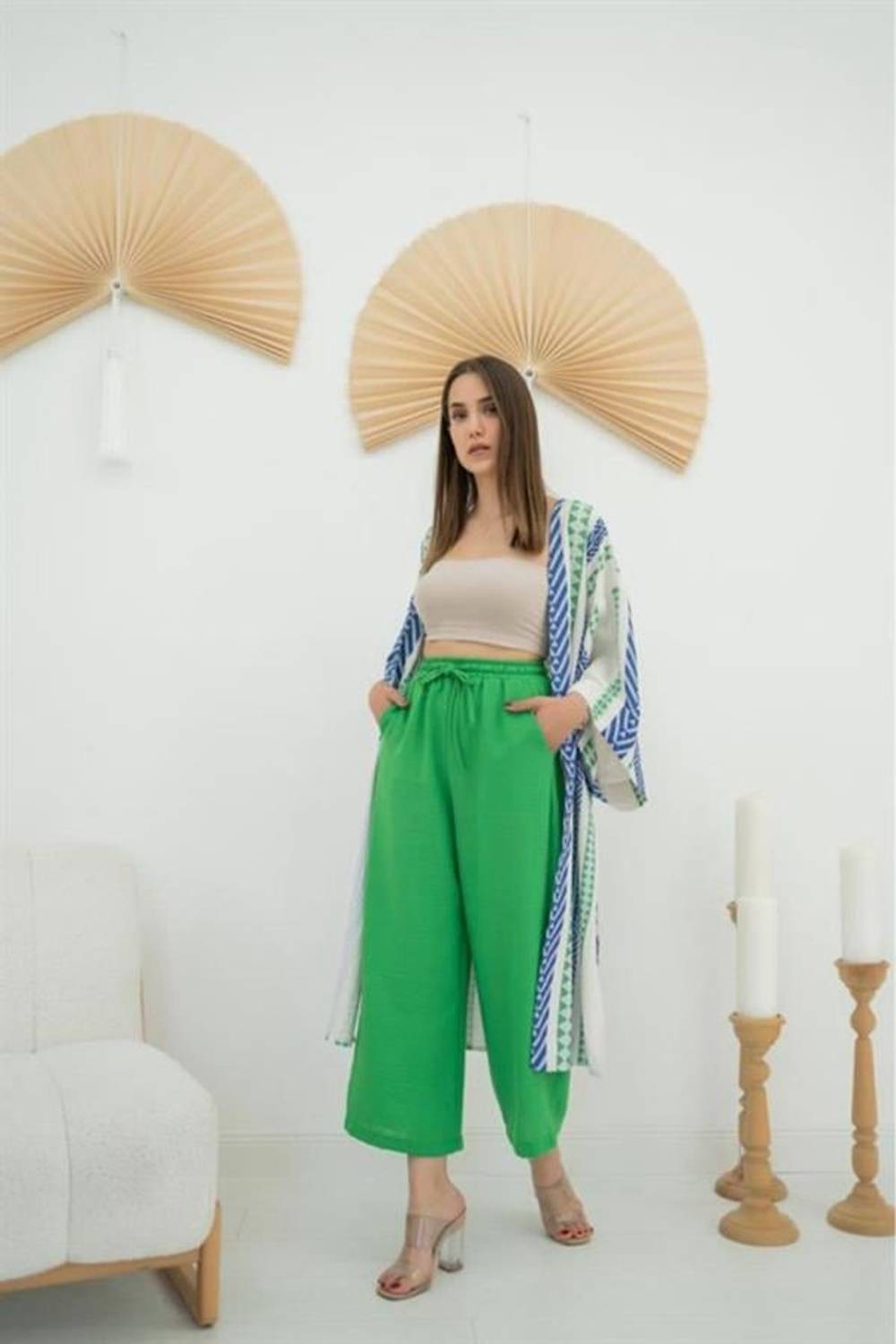 Yeşil Keten Pantolon