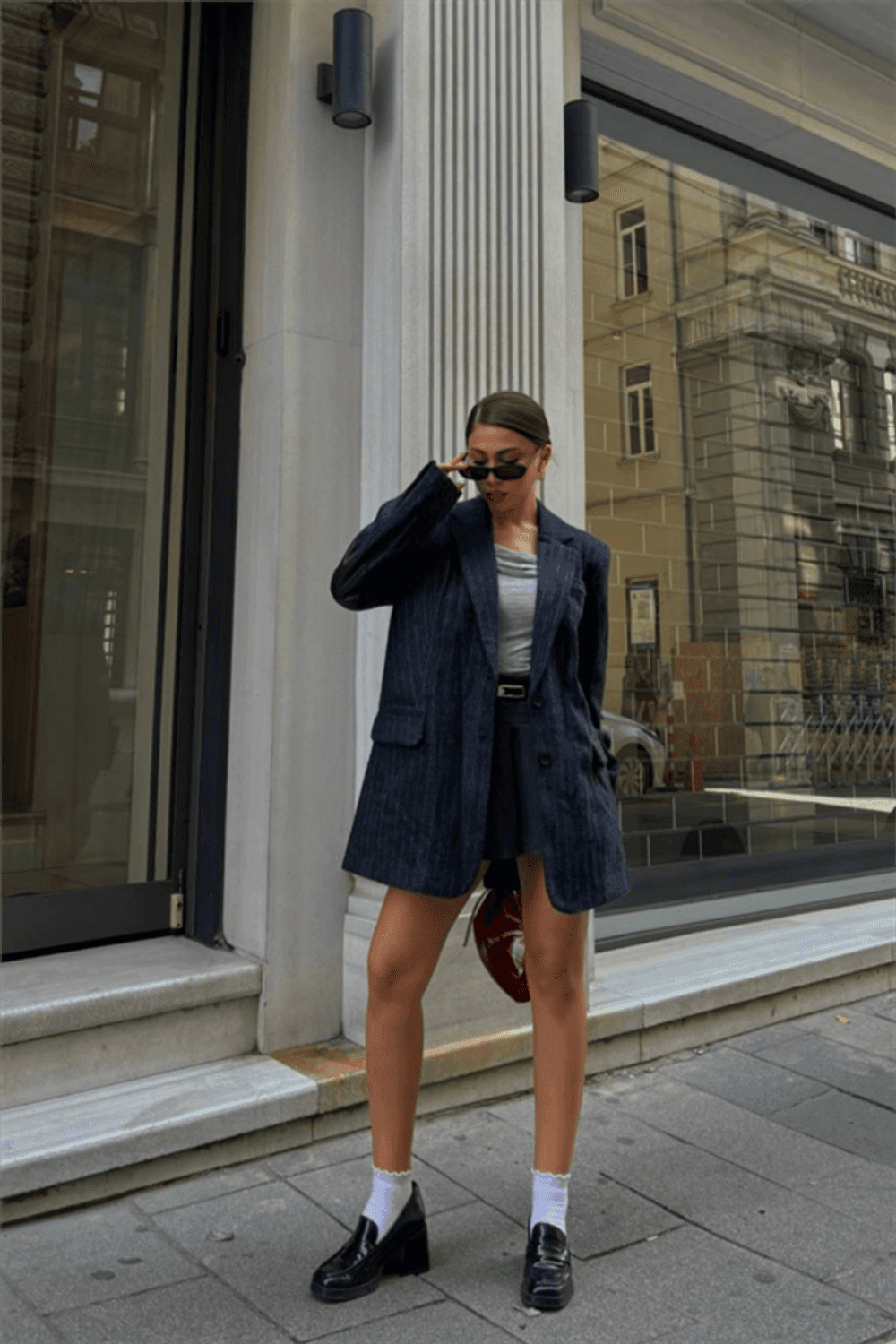 KAŞE CEKET DİRSEK DERİ PARÇALI - Lacivert