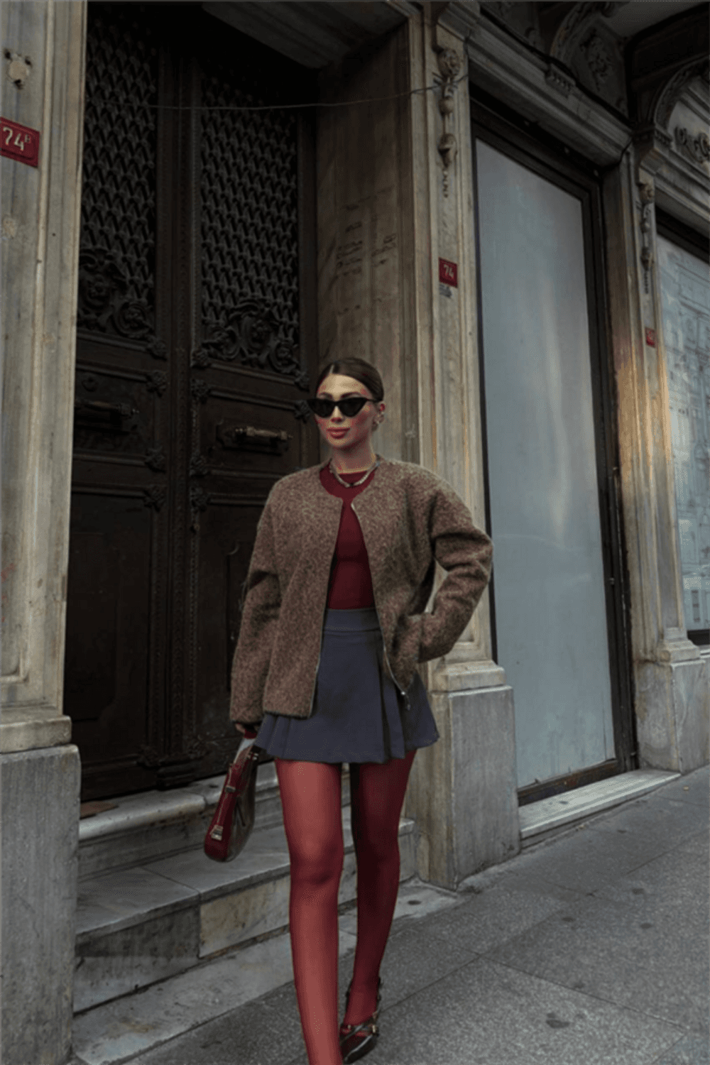 KAŞE FERMUARLI BLUZ - Kahverengi